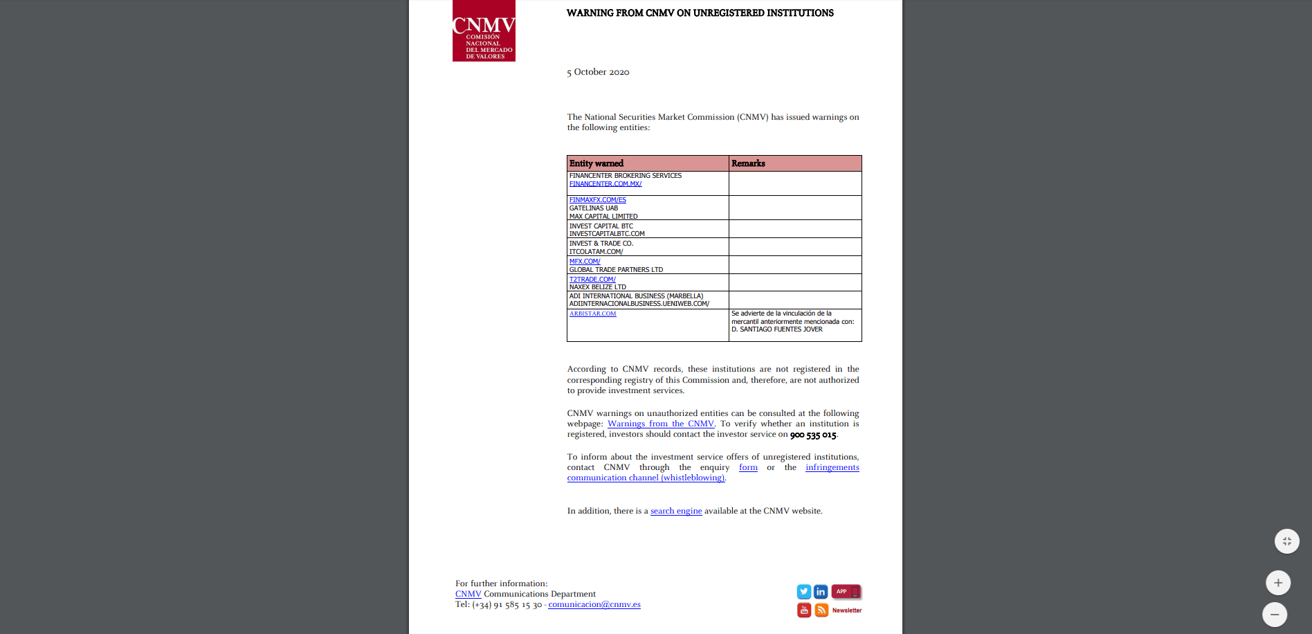 LMFX Review CNMV warning LMFX Review CNMV warning